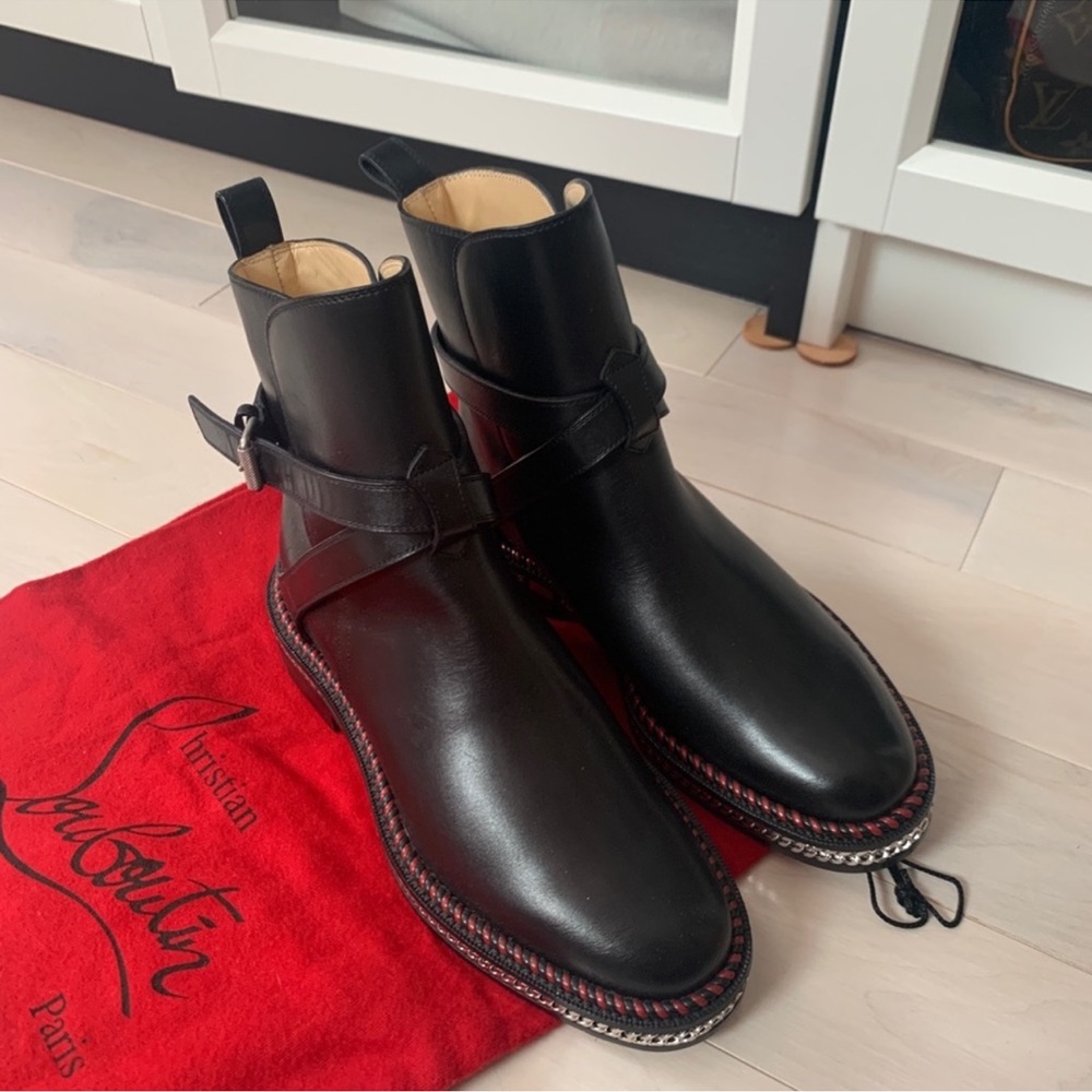 Christian Louboutin Silver Chain Chelsea Booties